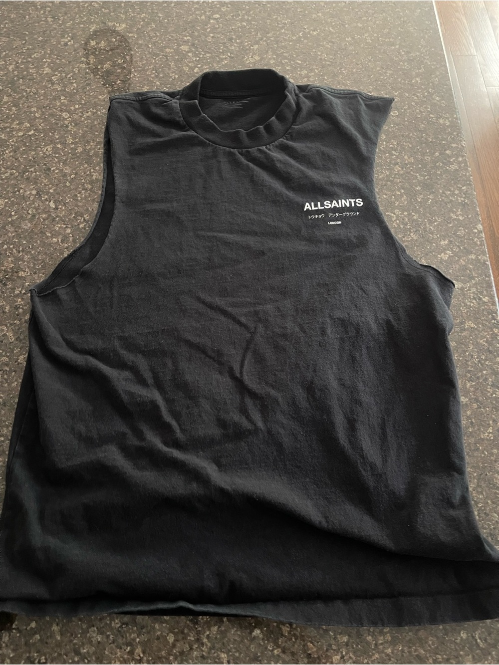 AllSaints Black underground sleeveless tank top Japanese Script Men oversized M
